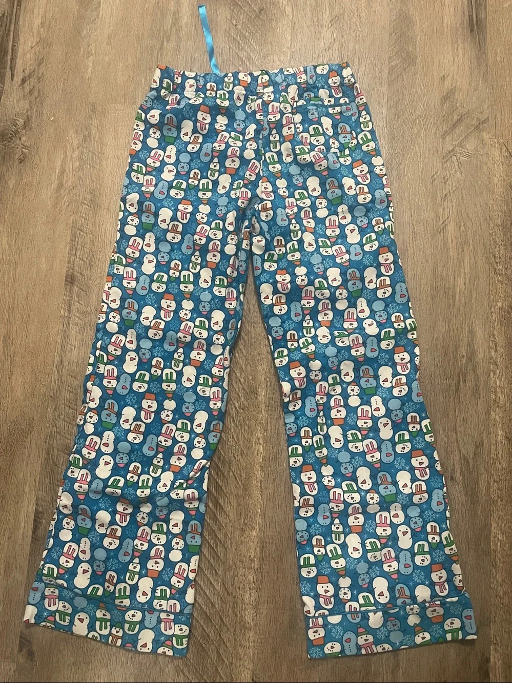 Old Navy Blue Snowman Print Kids Pajama Bottoms